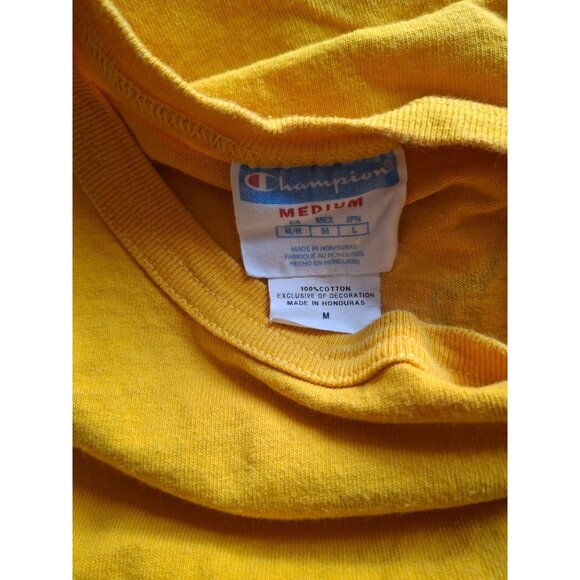 Vintage Champion Logo T-Shirt Men's Medium Yellow - Picture 3 of 6